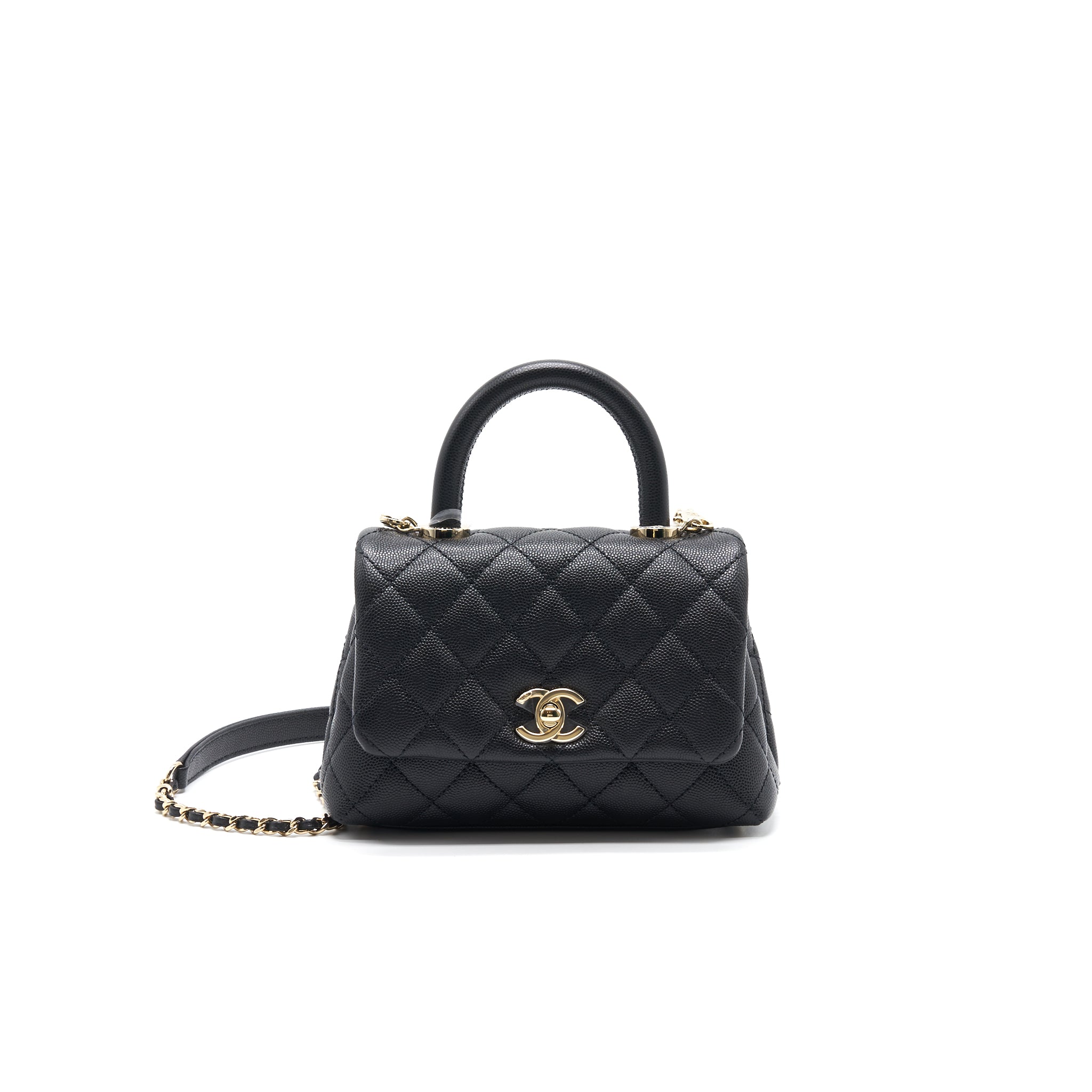CHANEL EXTRA MINI COCO HANDLE FLAP BAG BLACK LGHW