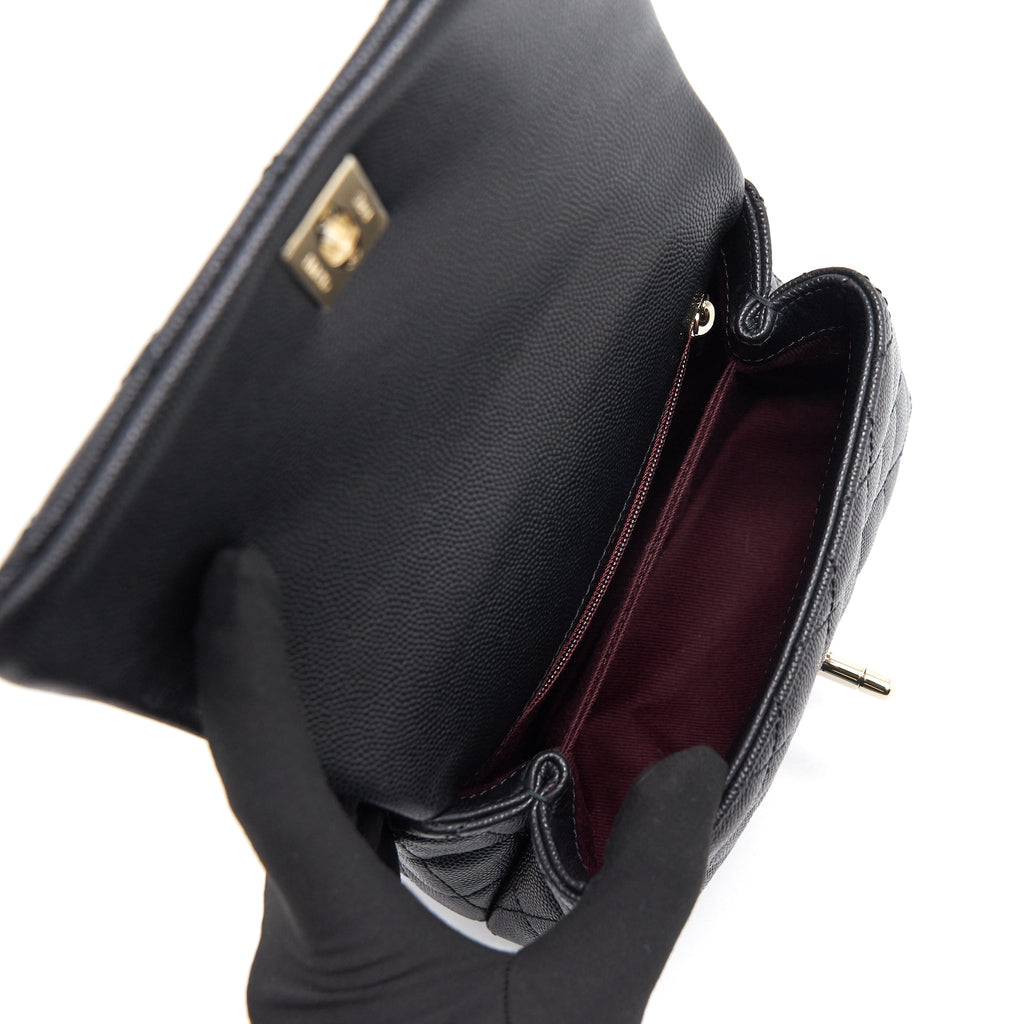CHANEL EXTRA MINI COCO HANDLE FLAP BAG BLACK LGHW