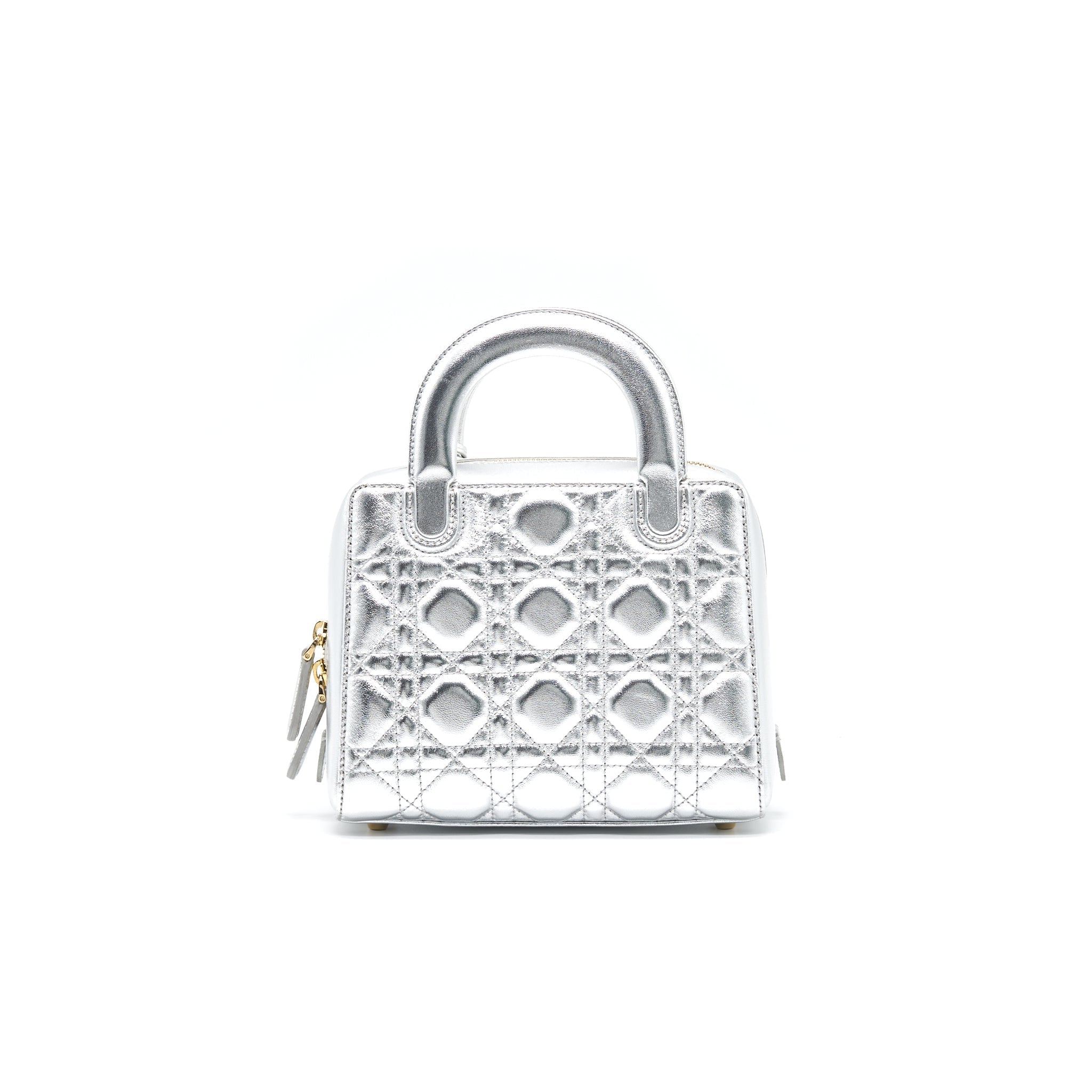 DIOR SMALL LILY TOTE SILVER LAMBSKIN GHW