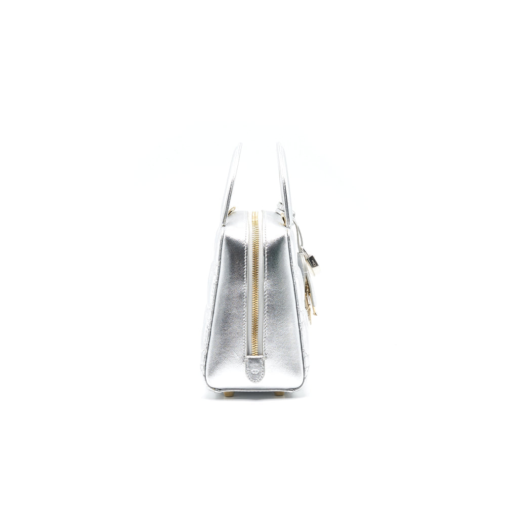 DIOR SMALL LILY TOTE SILVER LAMBSKIN GHW
