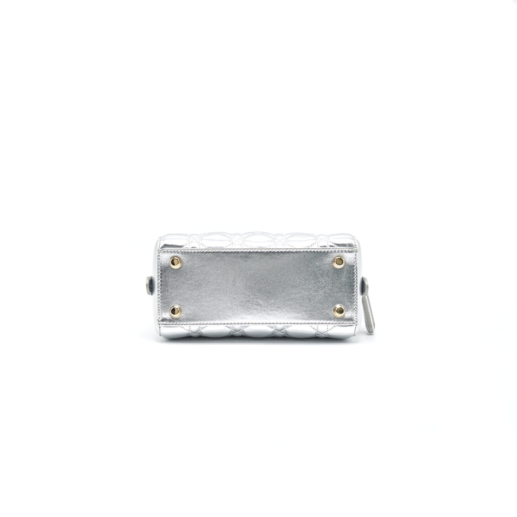DIOR SMALL LILY TOTE SILVER LAMBSKIN GHW
