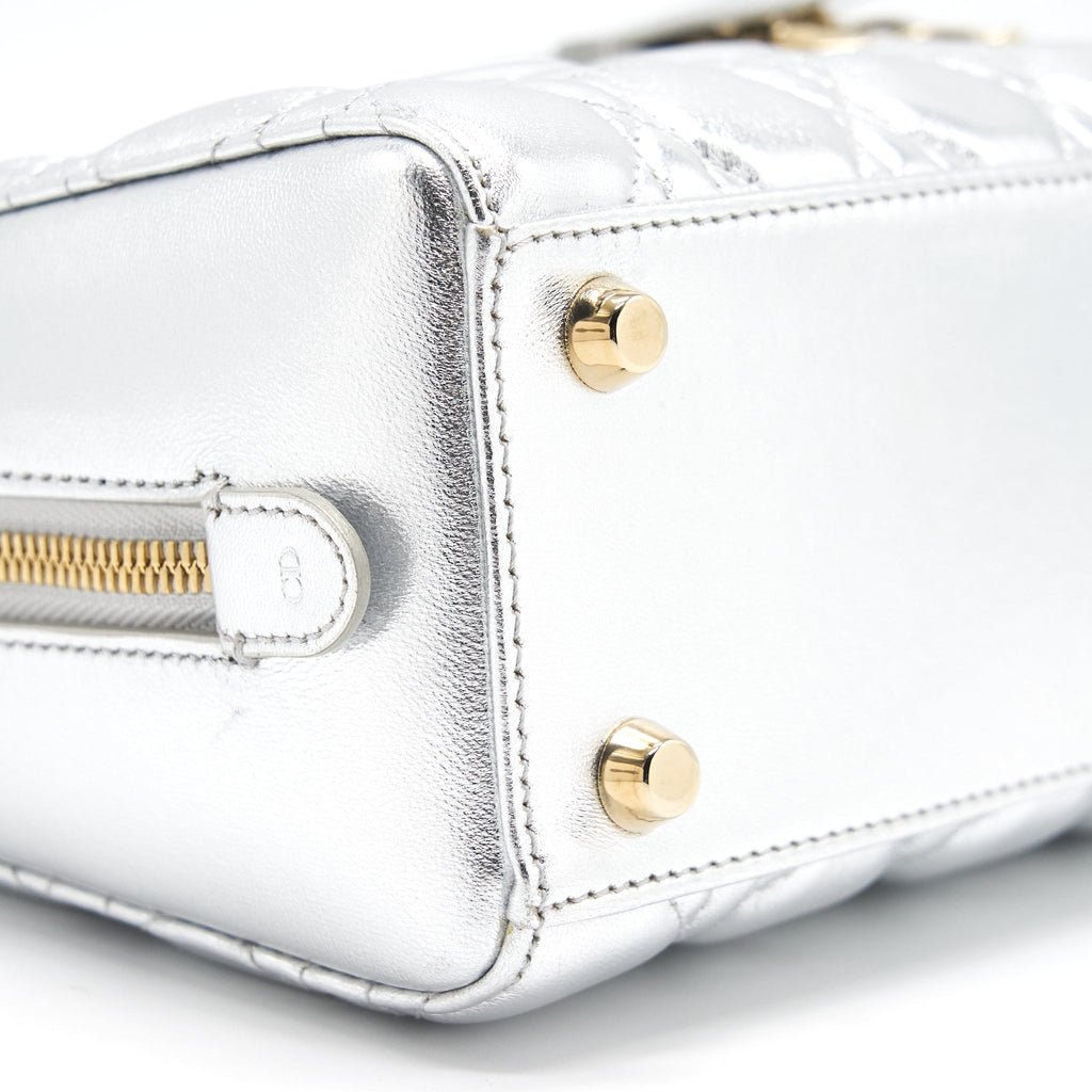 DIOR SMALL LILY TOTE SILVER LAMBSKIN GHW