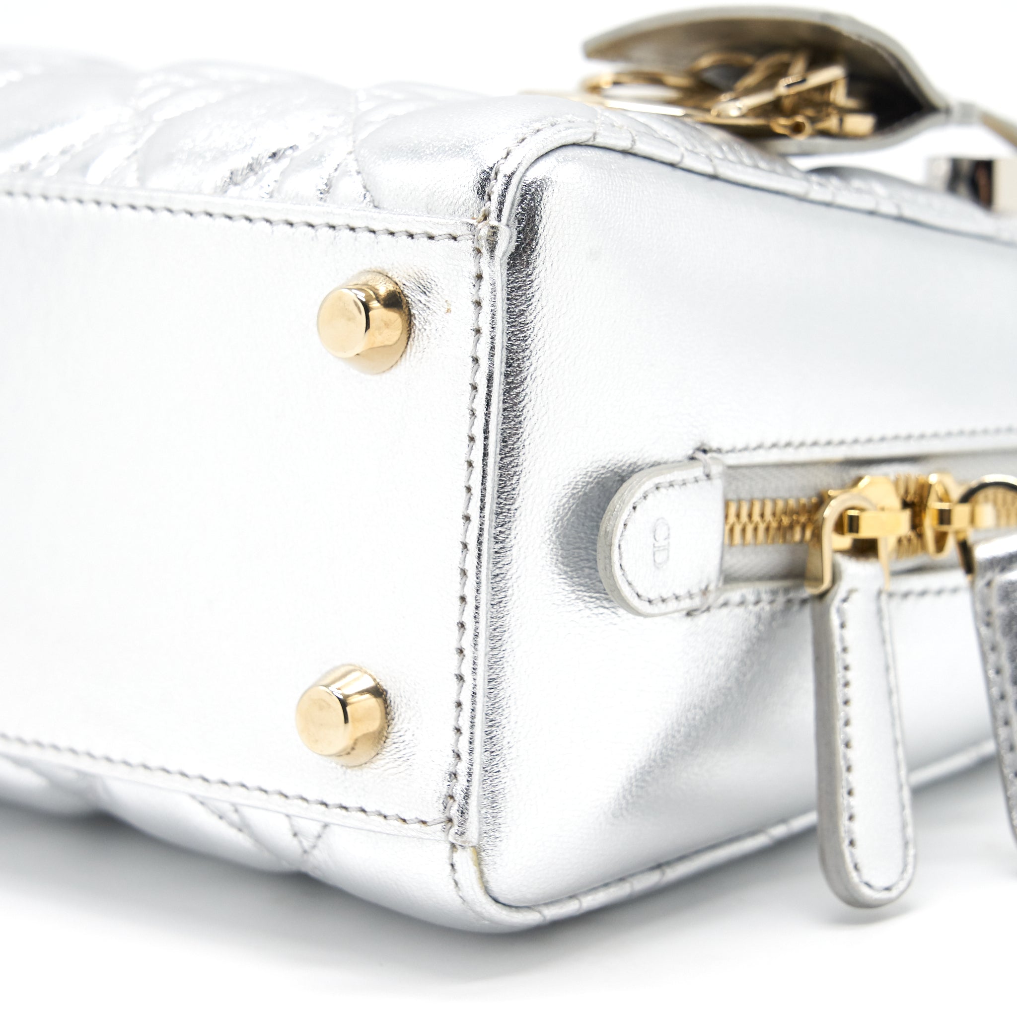 DIOR SMALL LILY TOTE SILVER LAMBSKIN GHW