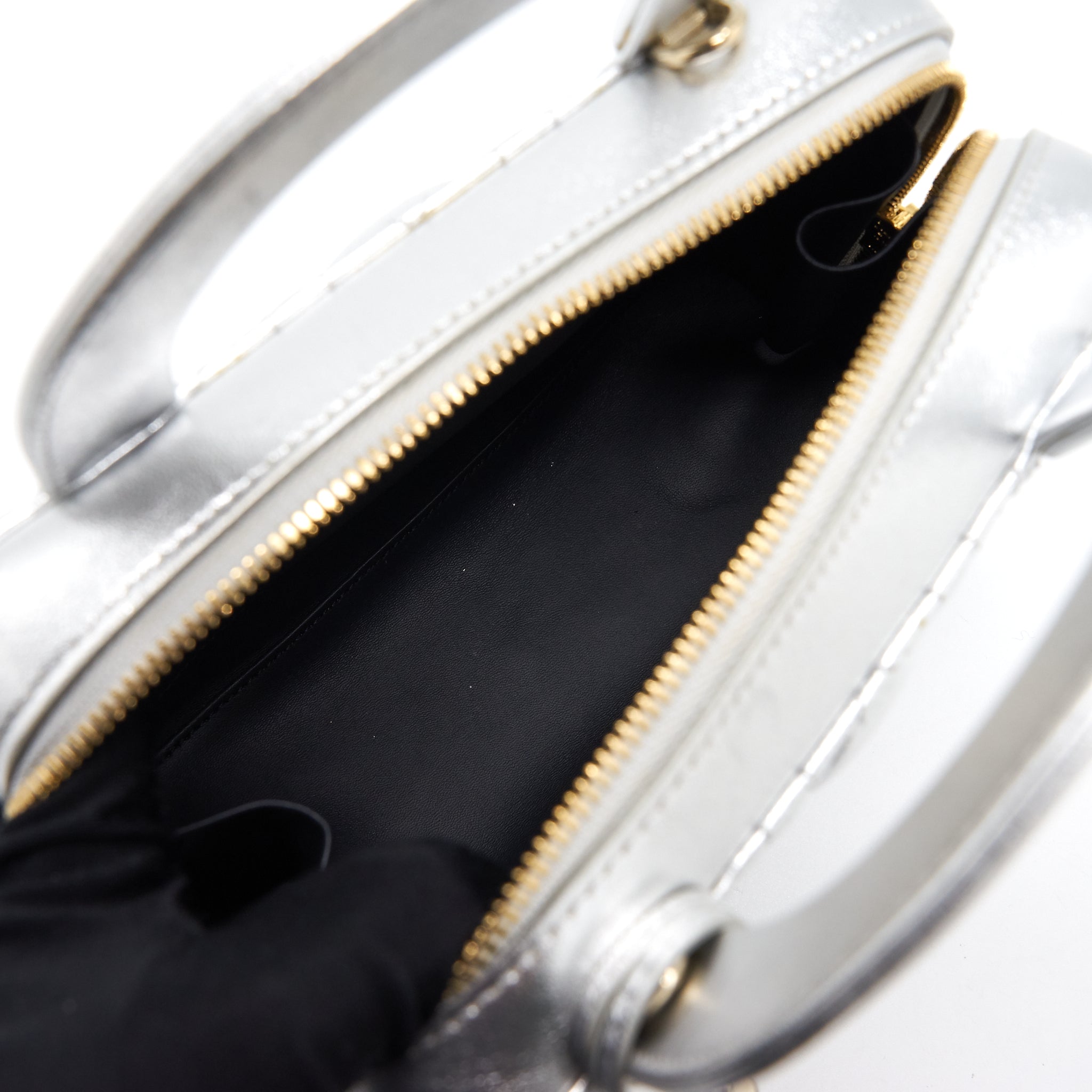 DIOR SMALL LILY TOTE SILVER LAMBSKIN GHW