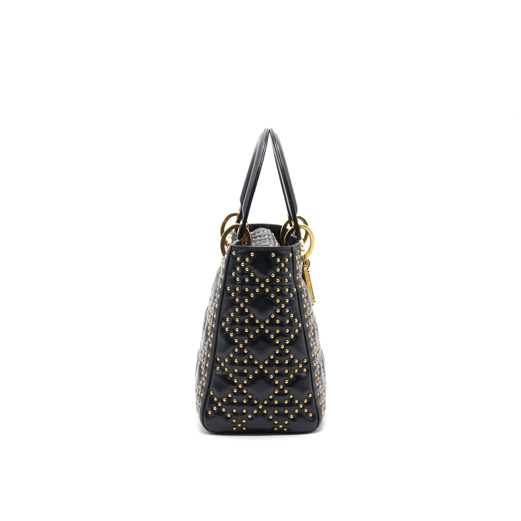 DIOR SUPPLE LADY DIOR STUDDED TOTE BAG