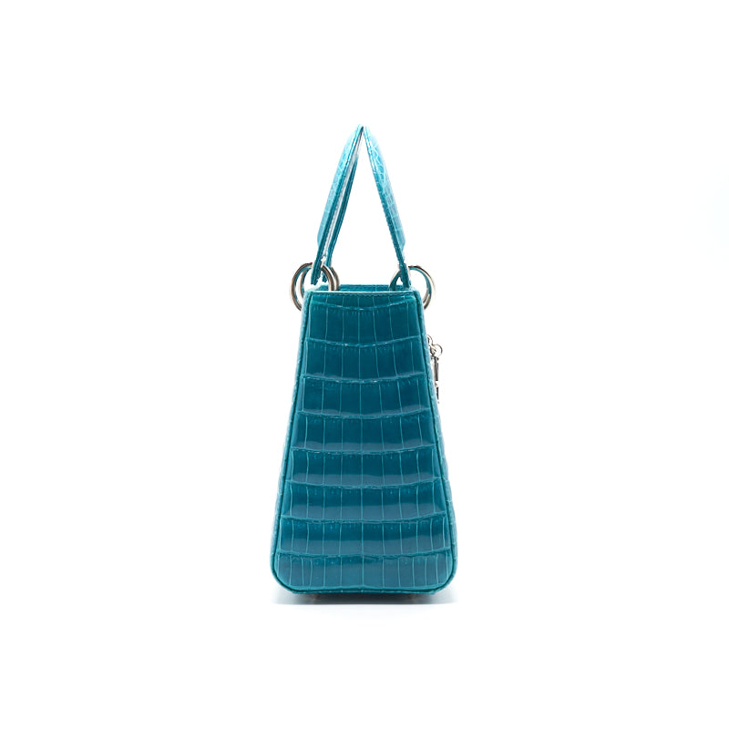 DIOR ALLIGATOR MEDIUM TURQUOISE LADY DIOR TOTE