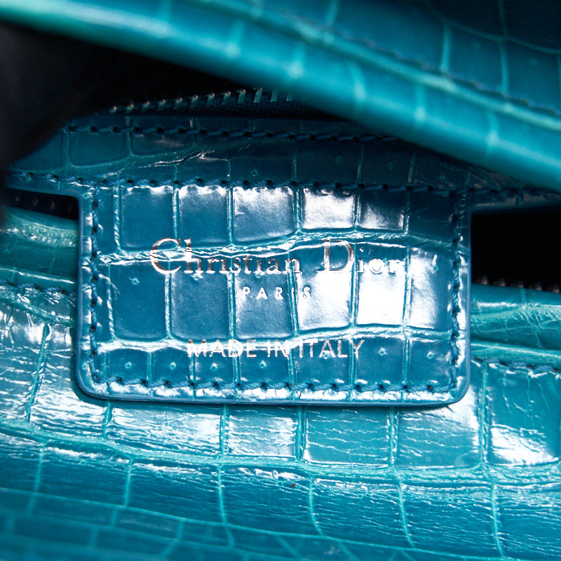 DIOR ALLIGATOR MEDIUM TURQUOISE LADY DIOR TOTE