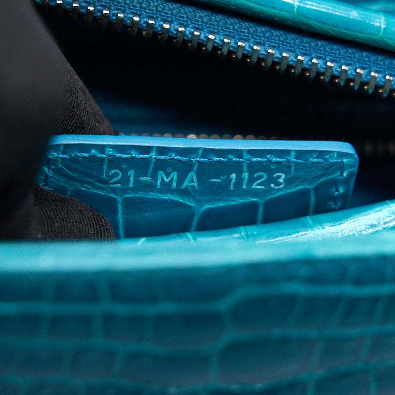 DIOR ALLIGATOR MEDIUM TURQUOISE LADY DIOR TOTE