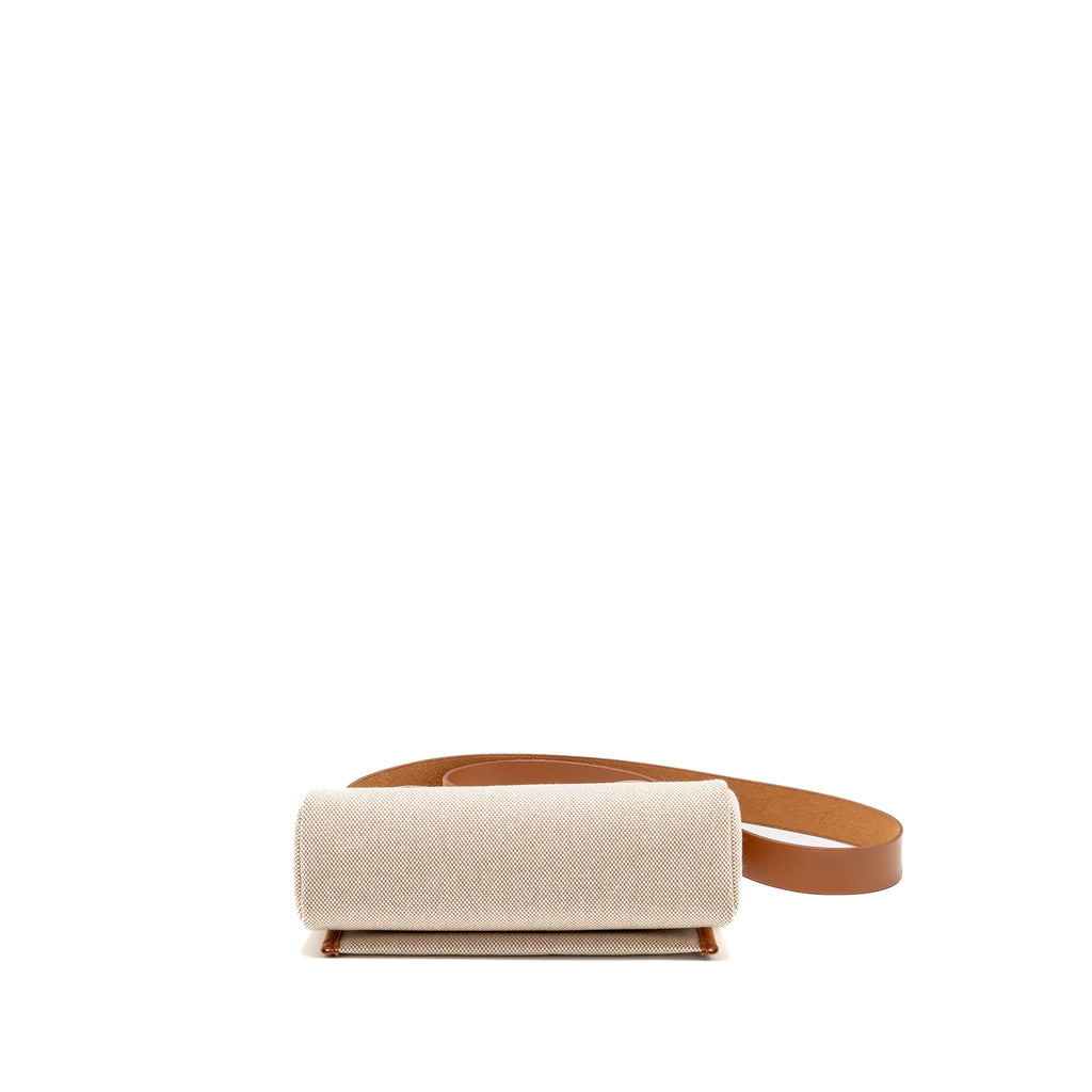 HERMES HERBAG MINI CANVAS/HUNTER LEATHER ECRU-BEIGE/FAUVE GHW