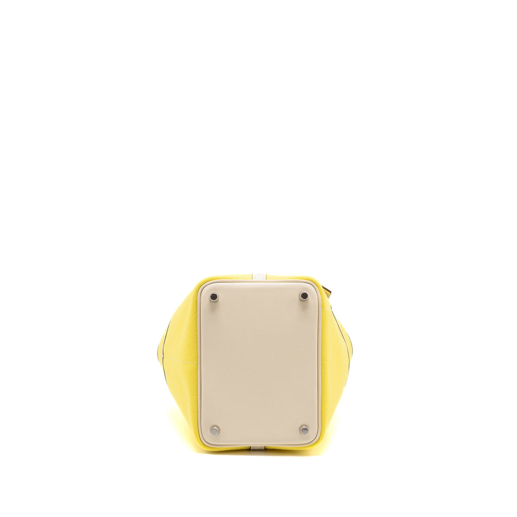HERMES CARGO PICOTIN 18 LOCK BAG CANVAS/SWIFT JAUNE CITRON/NATA SHW