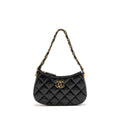 CHANEL 23K 19 HOBO SHOULDER BAG CALFSKIN BLACK GHW (MICROCHIP)