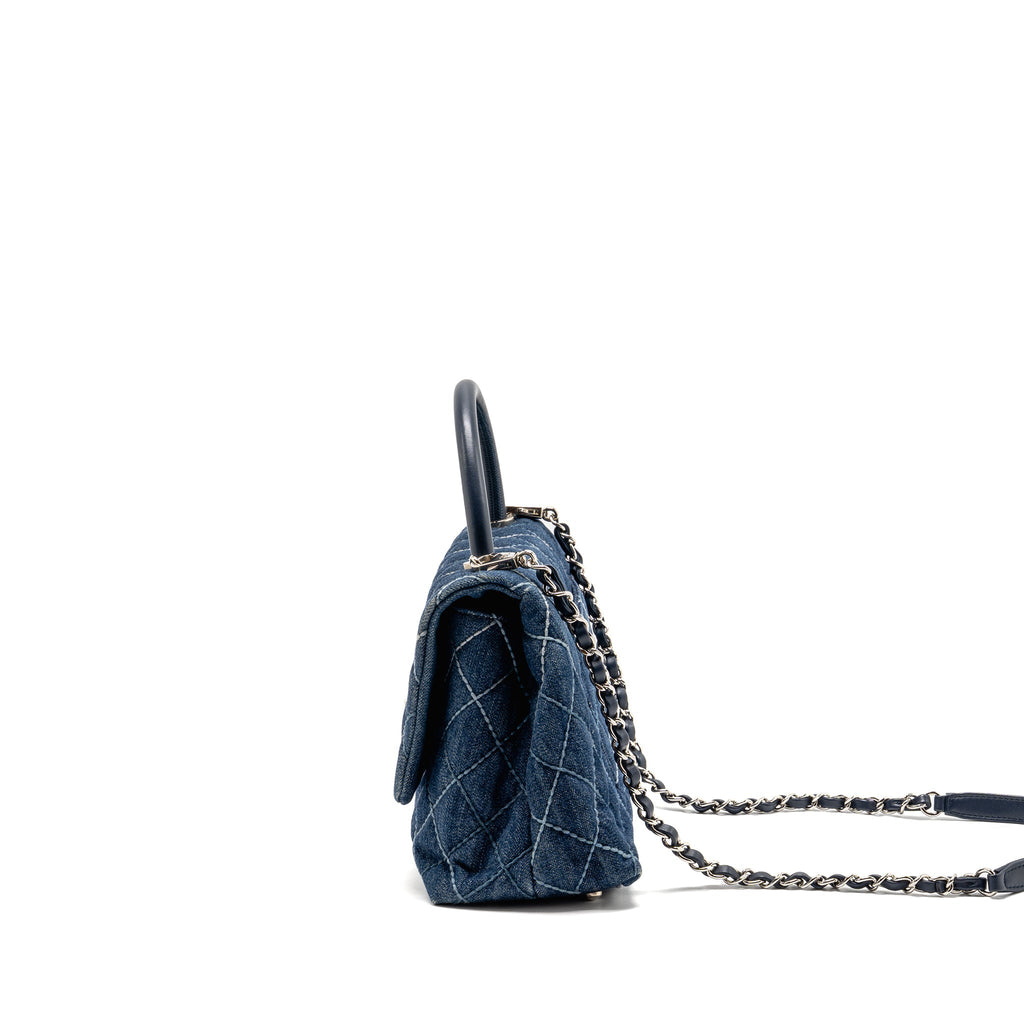 CHANEL MEDIUM COCO HANDLE DENIM/LEATHER BLUE SHW