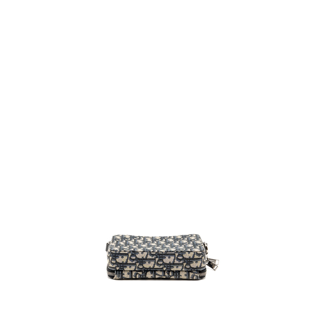 DIOR WALLET ON STRAP OBLIQUE JACQUARD CANVAS/LEATHER BLUE SHW