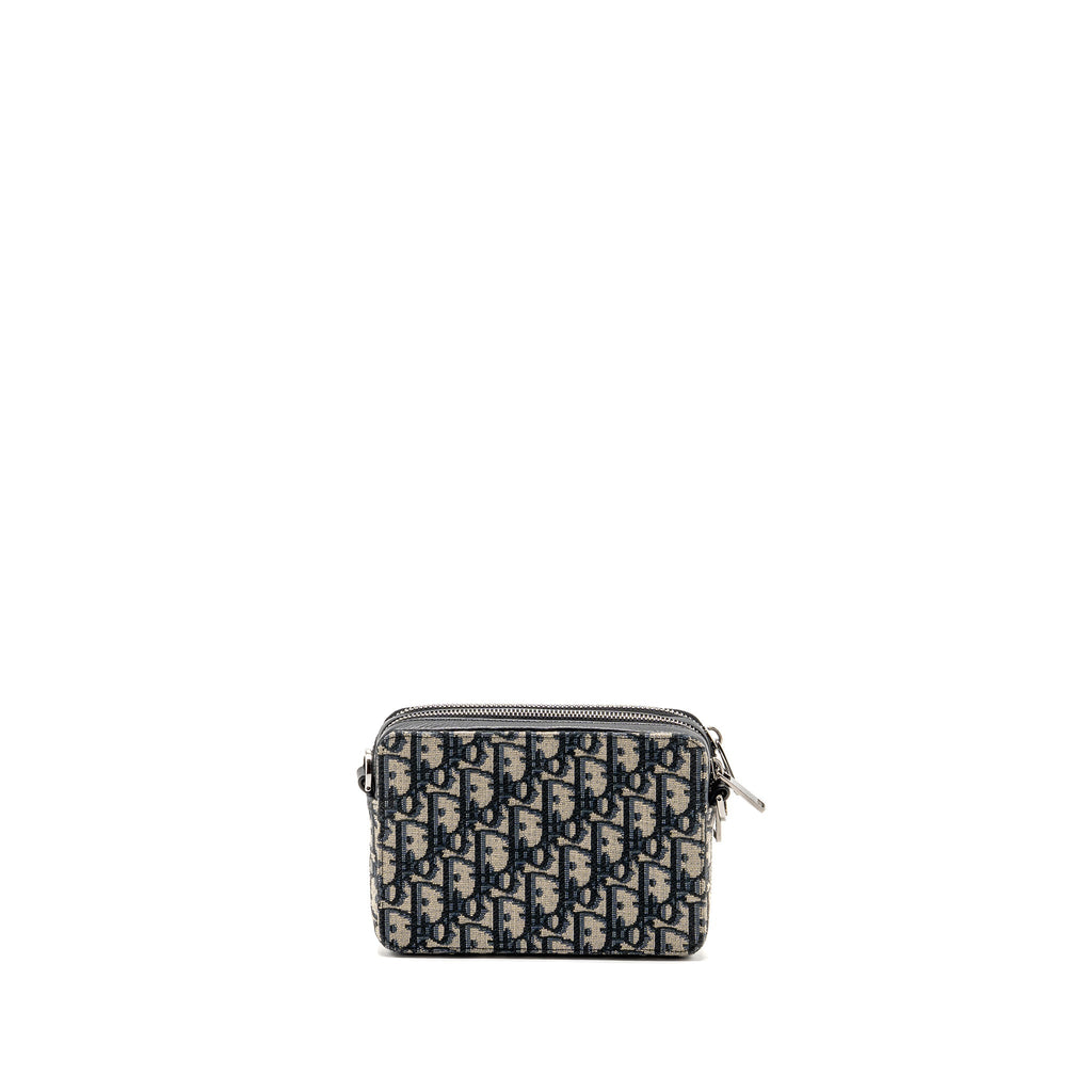 DIOR WALLET ON STRAP OBLIQUE JACQUARD CANVAS/LEATHER BLUE SHW
