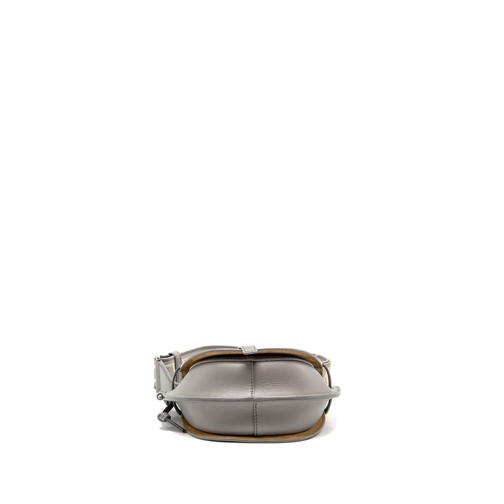 LOEWE MINI GATE DUAL BAG SOFT CALFSKIN WITH JACQUARD STRAP GREY SHW