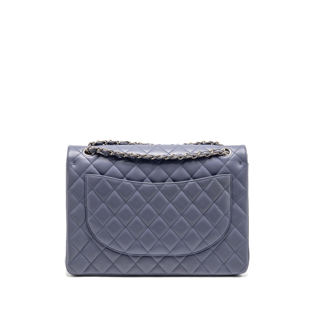 CHANEL MAXI CLASSIC DOUBLE FLAP BAG LAMBSKIN LIGHT PURPLE SHW