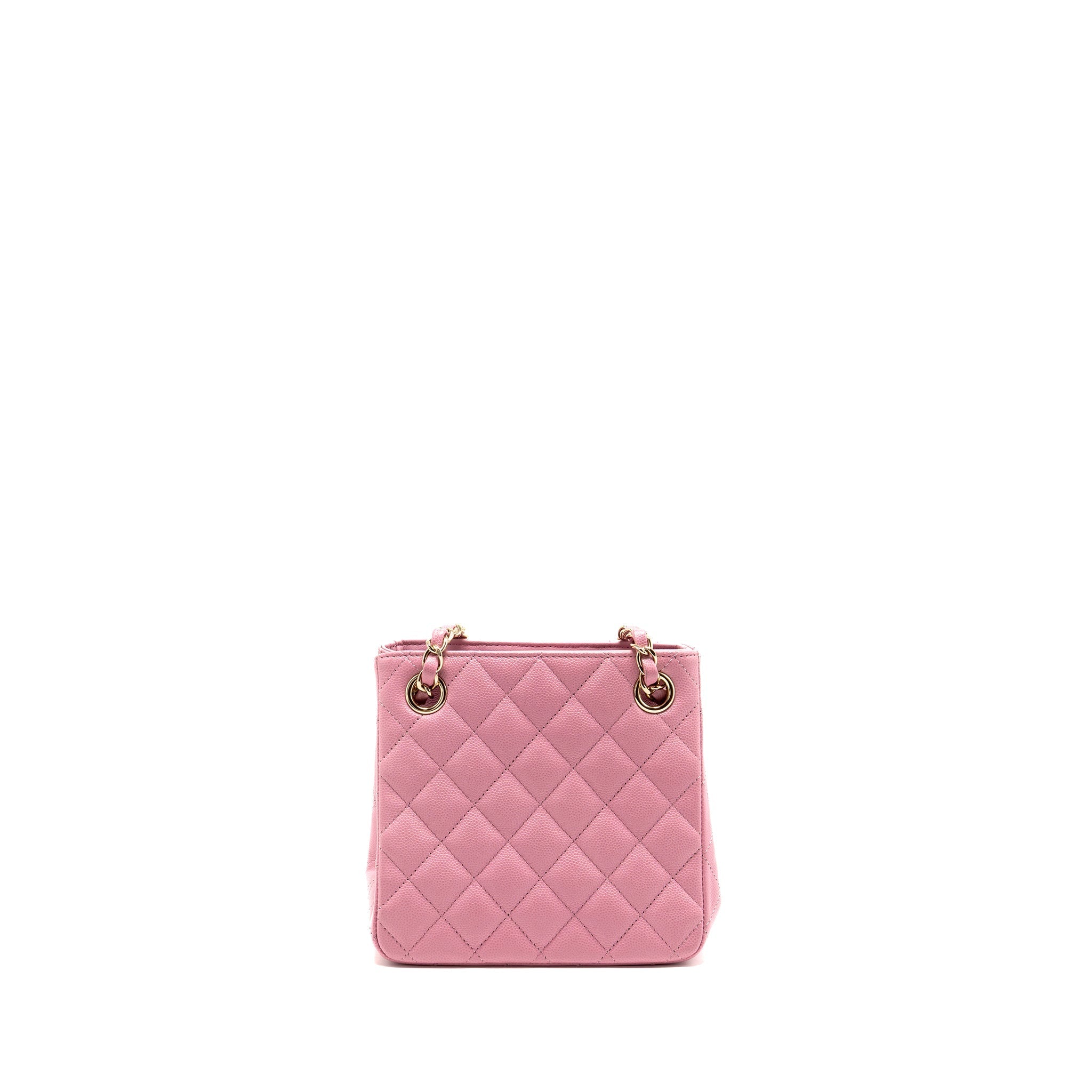 CHANEL MINI BUCKET HOBO BAG CAVIAR PINK LGHW (MICROCHIP)