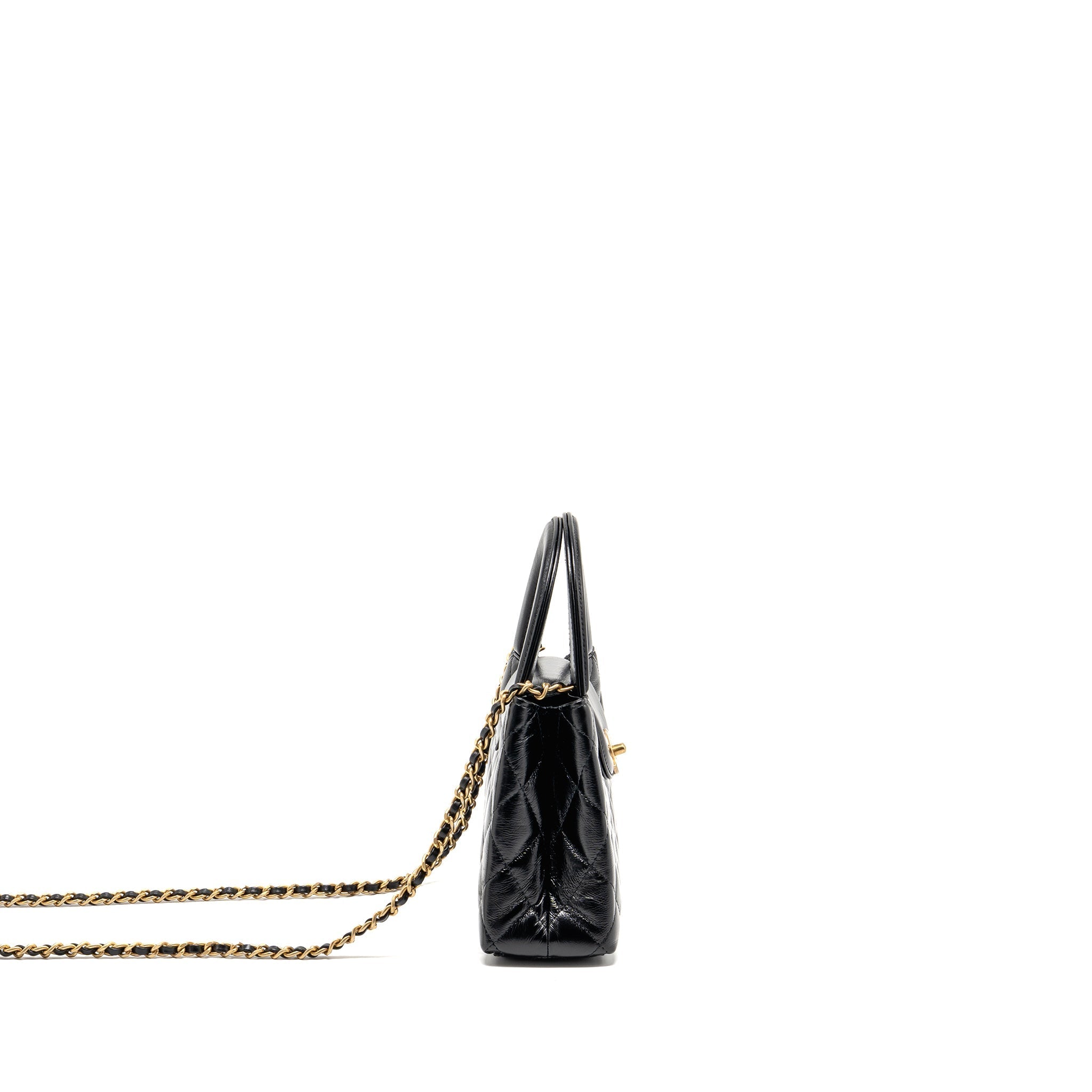 CHANEL MINI KELLY SHOPPING TOTE BAG CALFSKIN BLACK GHW (MICROCHIP)