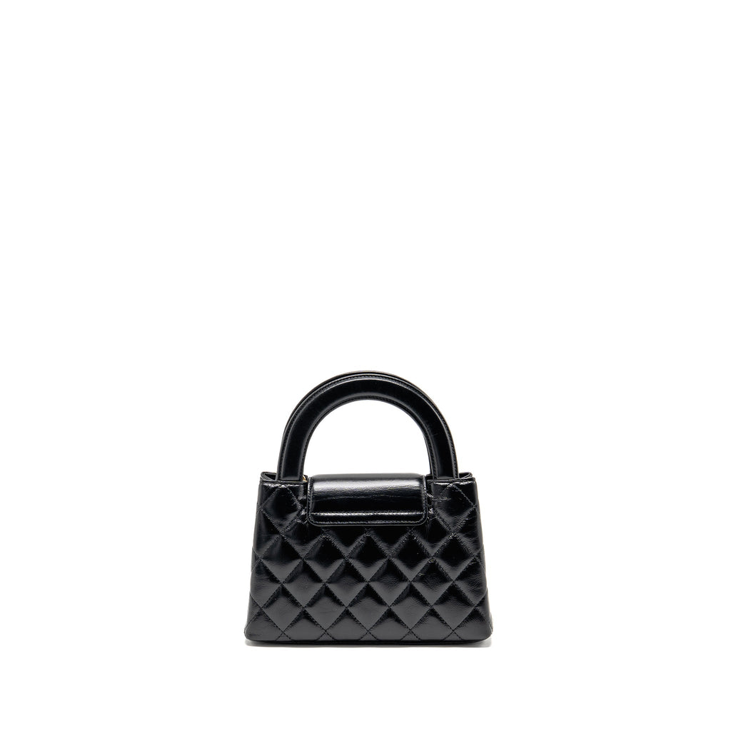 CHANEL MINI KELLY SHOPPING TOTE BAG CALFSKIN BLACK GHW (MICROCHIP)