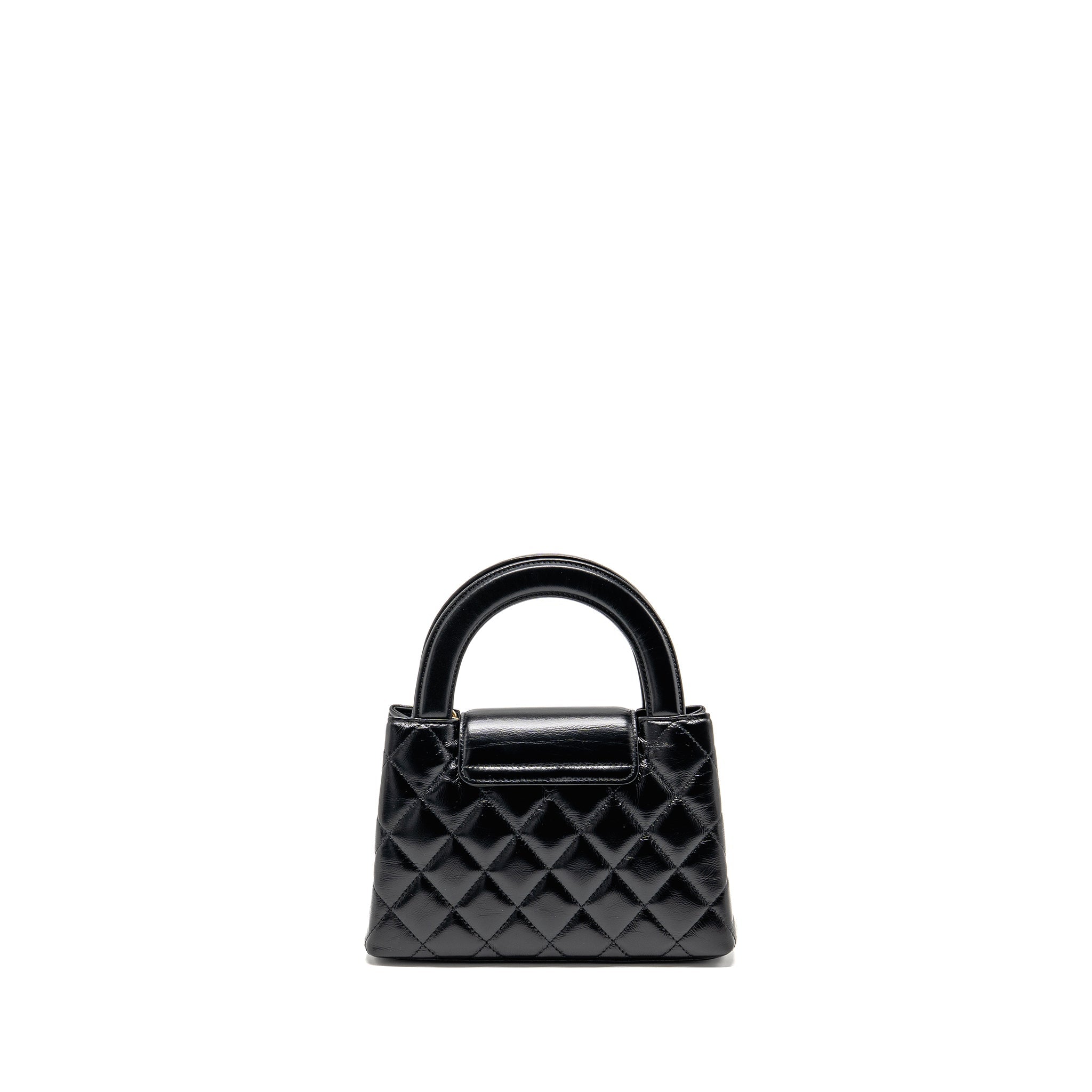 CHANEL MINI KELLY SHOPPING TOTE BAG CALFSKIN BLACK GHW (MICROCHIP)