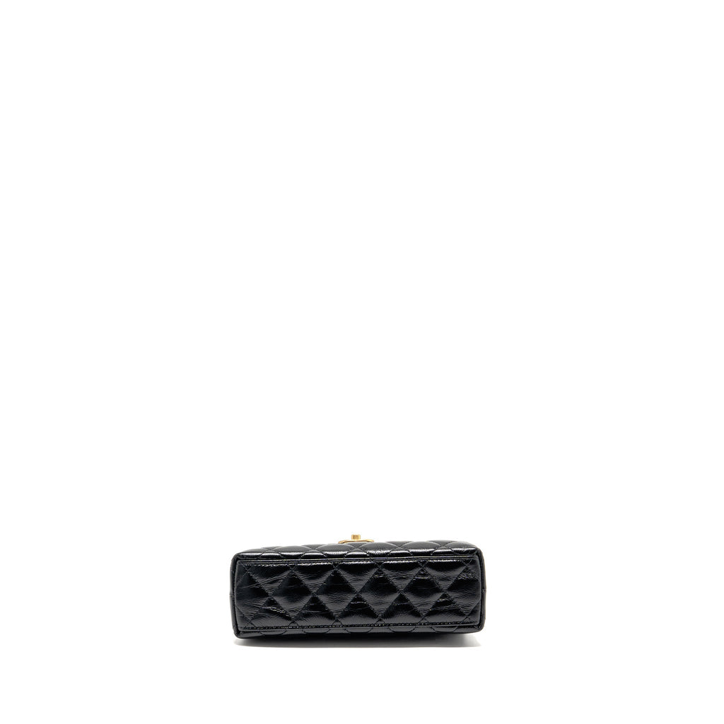 CHANEL MINI KELLY SHOPPING TOTE BAG CALFSKIN BLACK GHW (MICROCHIP)