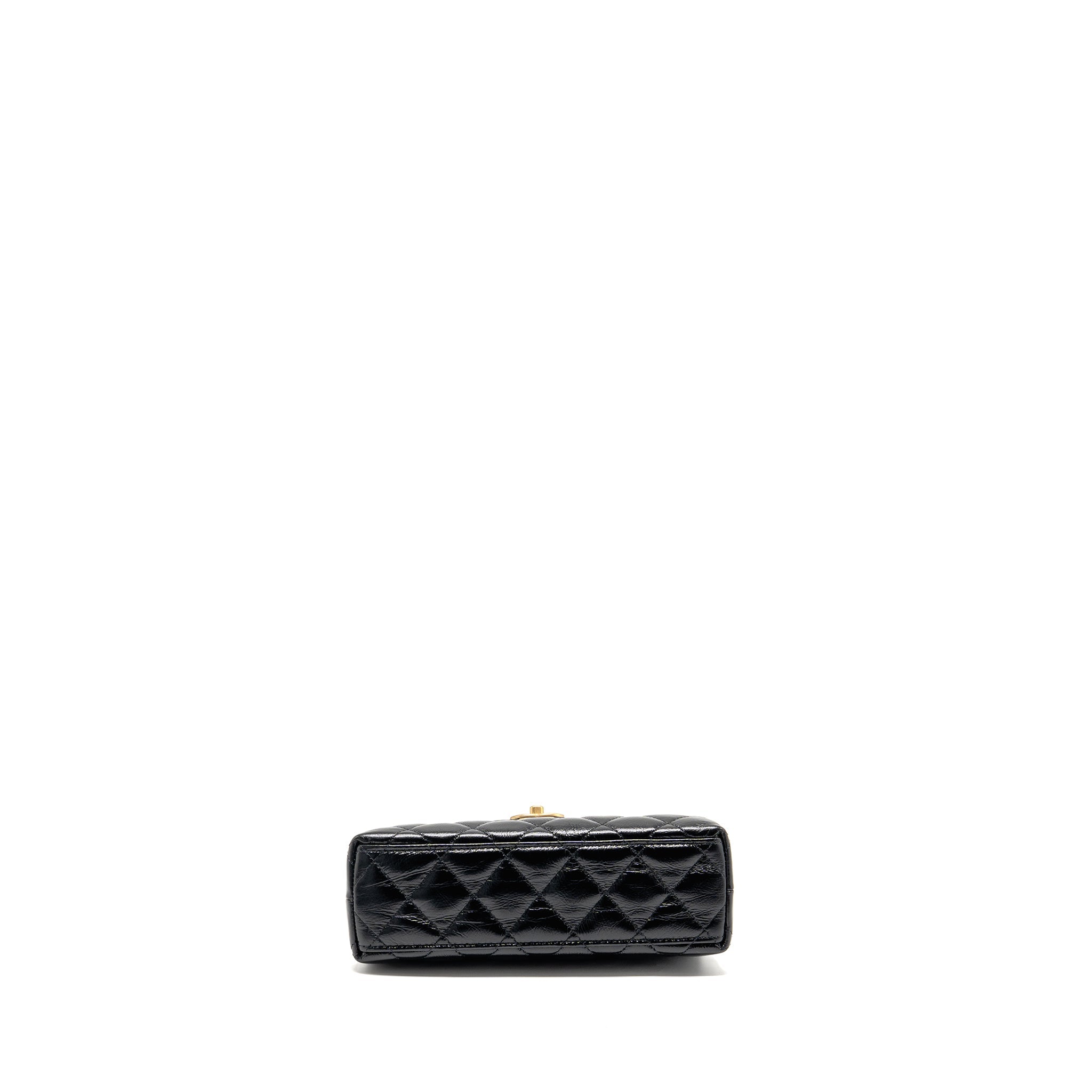 CHANEL MINI KELLY SHOPPING TOTE BAG CALFSKIN BLACK GHW (MICROCHIP)