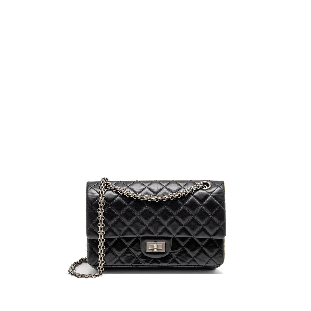 CHANEL SMALL 2.55 REISSUE FLAP BAG AGED CALFSKIN BLACK SHW (MICROCHIP)