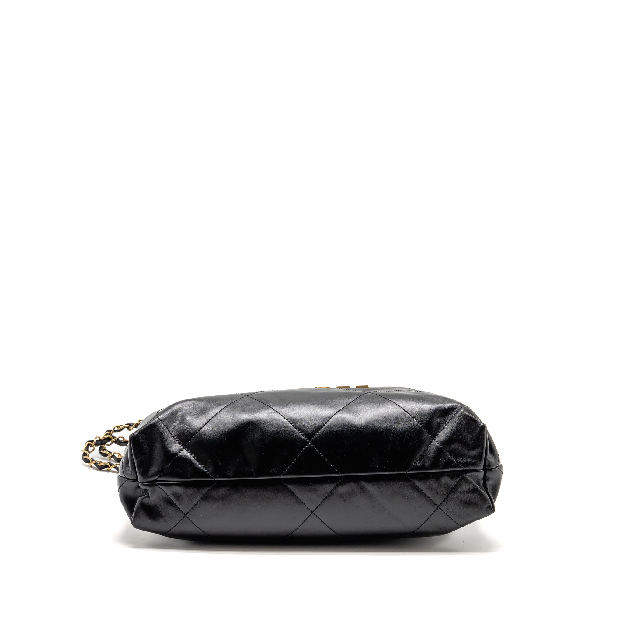 CHANEL SMALL 22 BAG SHINY CALFSKIN BLACK GHW (MICROCHIP)