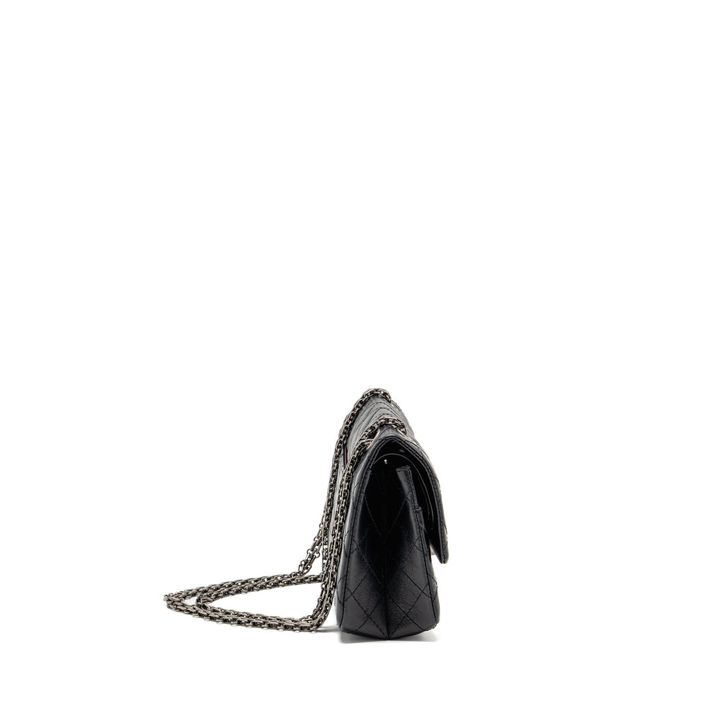 CHANEL SMALL 2.55 REISSUE FLAP BAG AGED CALFSKIN BLACK SHW (MICROCHIP)