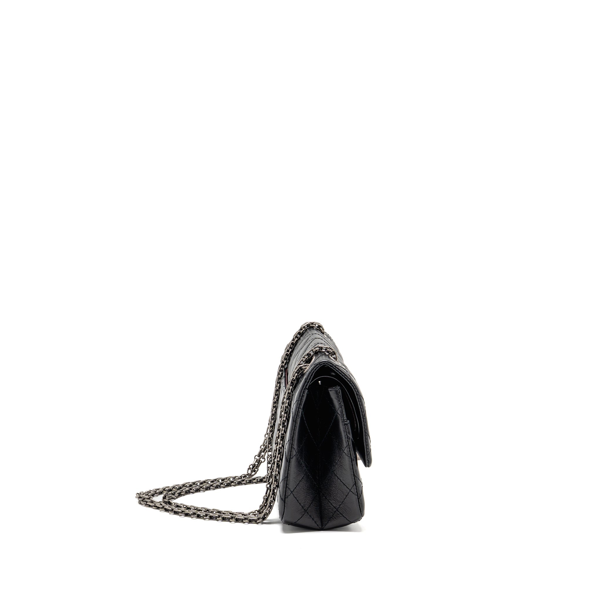 CHANEL SMALL 2.55 REISSUE FLAP BAG AGED CALFSKIN BLACK SHW (MICROCHIP)