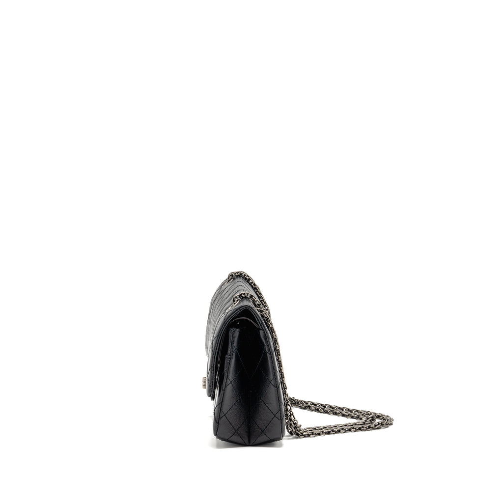 CHANEL SMALL 2.55 REISSUE FLAP BAG AGED CALFSKIN BLACK SHW (MICROCHIP)