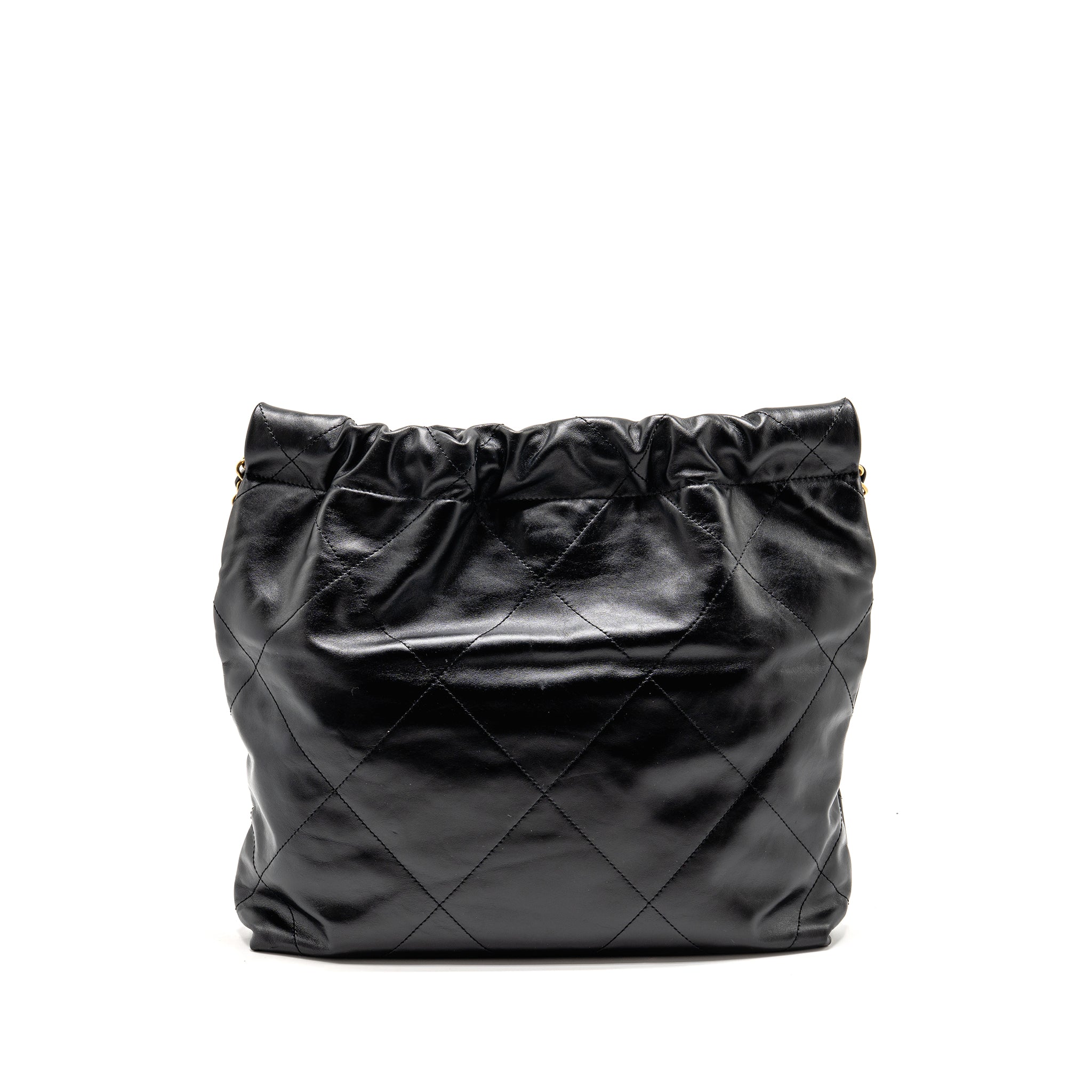 CHANEL SMALL 22 BAG SHINY CALFSKIN BLACK GHW (MICROCHIP)