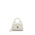 CHANEL MINI COCO HANDLE CAVIAR IRIDESCENT WHITE LGHW