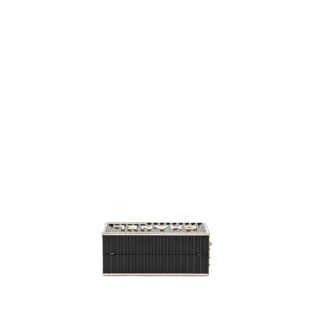 CHANEL 18A PARIS HAMBURG MINAUDIERE SHIPPING CONTAINER EVENING CLUTCH PLEXIGLASS/METAL BLACK SHW