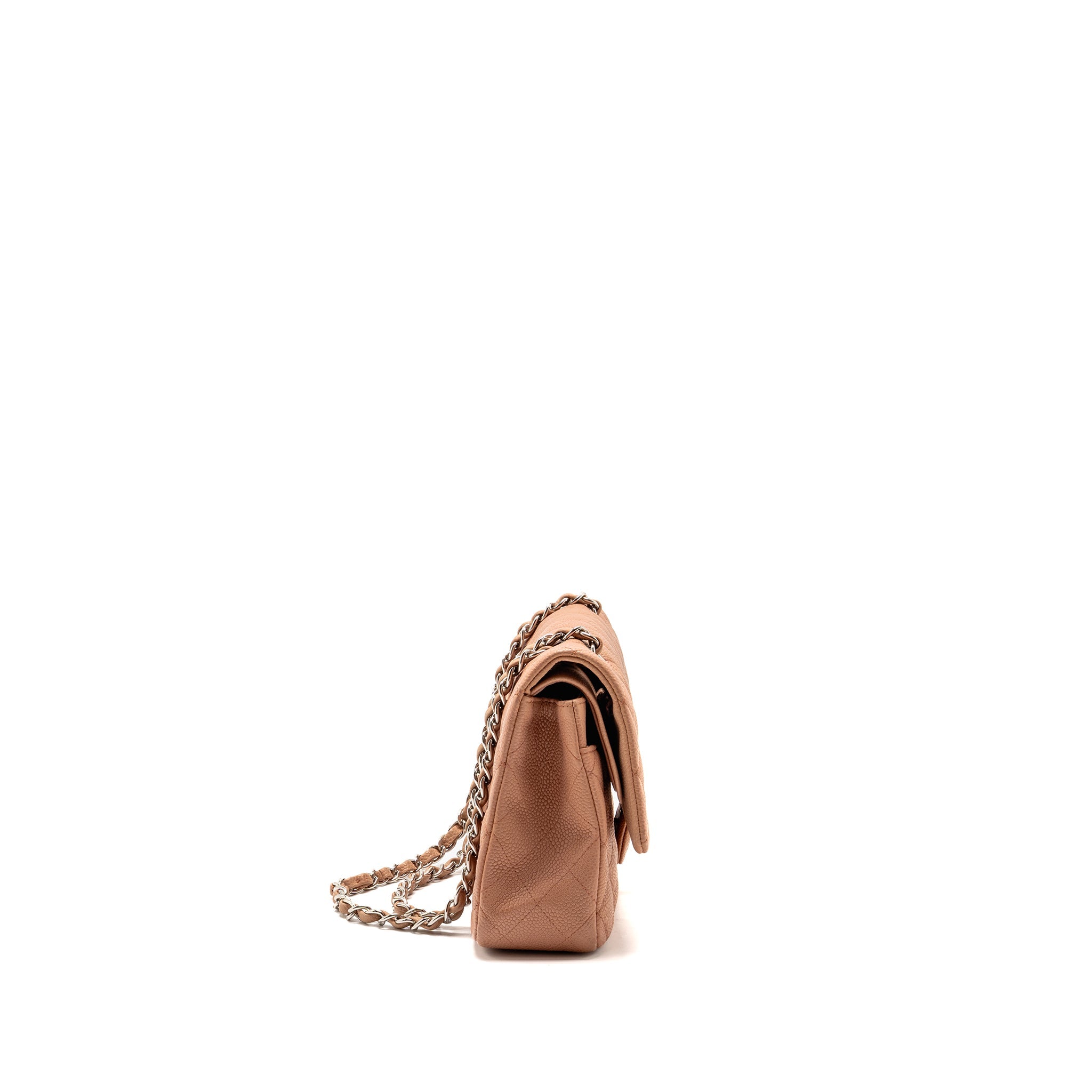 CHANEL MEDIUM CLASSIC DOUBLE FLAP BAG CAVIAR DARK PINK SHW