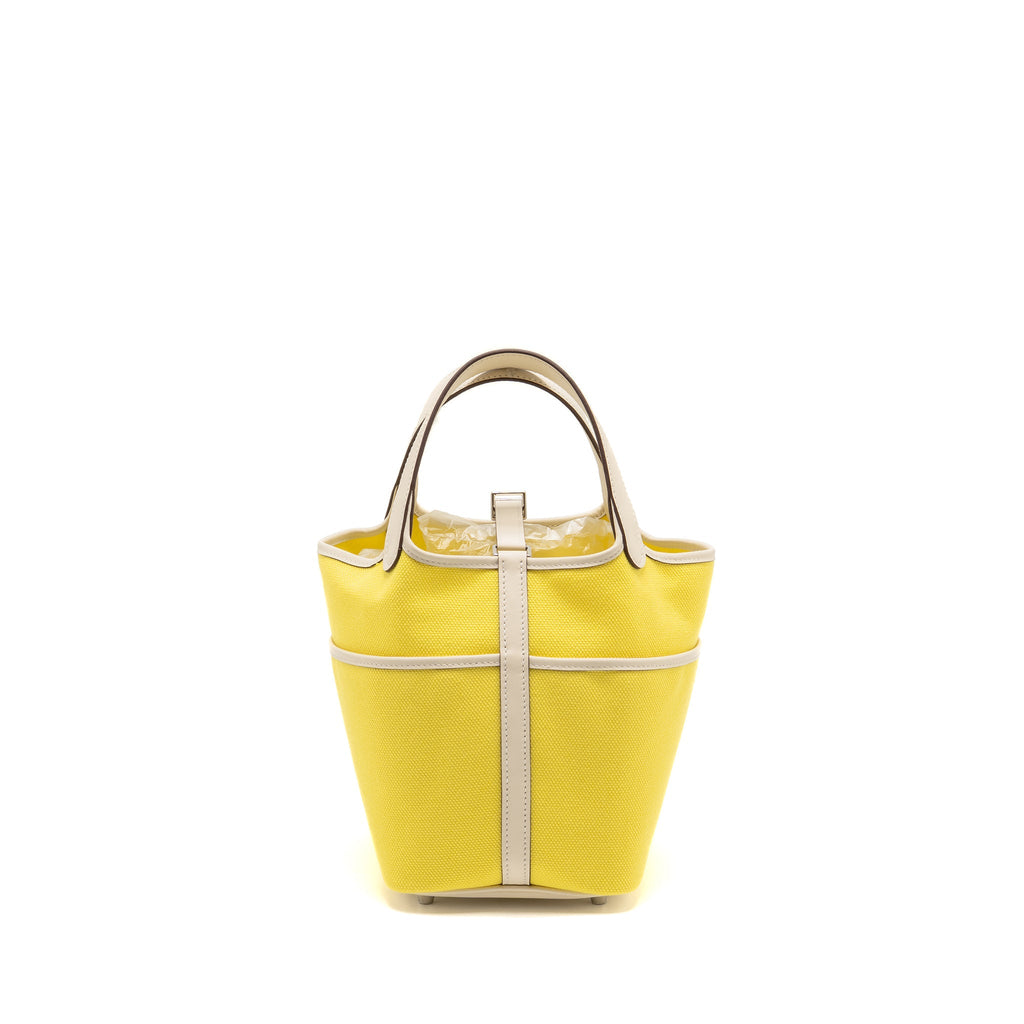 HERMES CARGO PICOTIN 18 LOCK BAG CANVAS/SWIFT JAUNE CITRON/NATA SHW