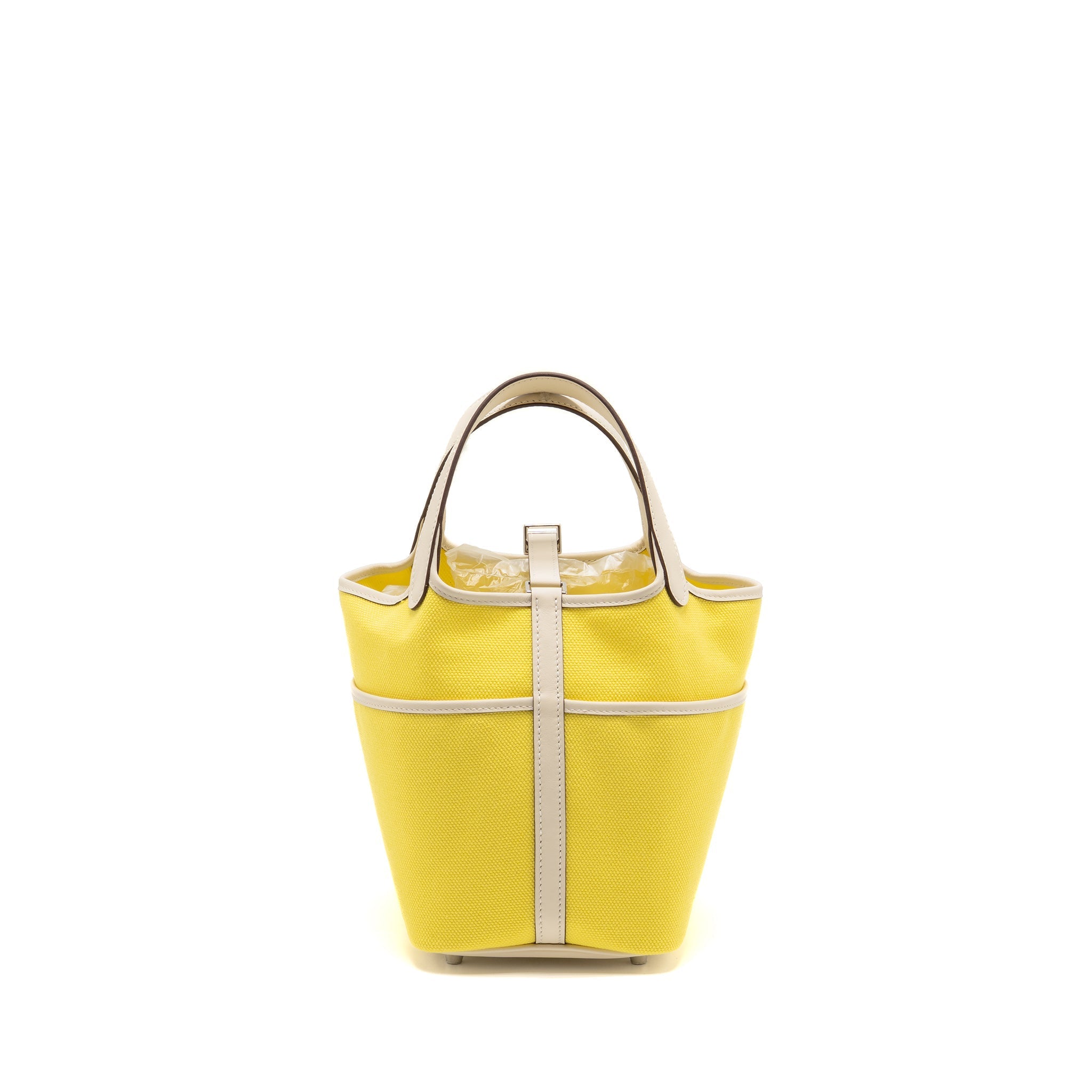 HERMES CARGO PICOTIN 18 LOCK BAG CANVAS/SWIFT JAUNE CITRON/NATA SHW