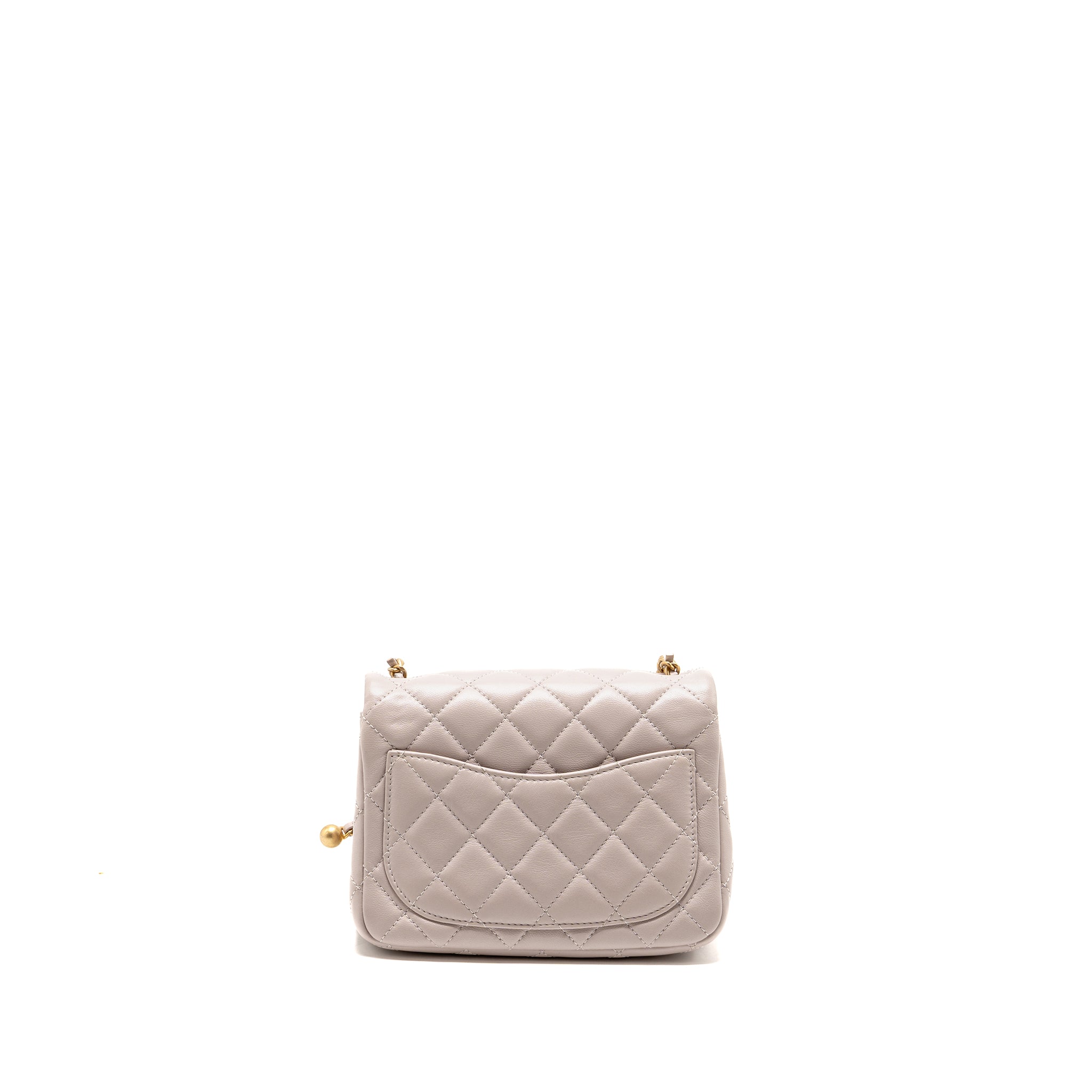 CHANEL PEARL CRUSH MINI SQUARE FLAP BAG LAMBSKIN LIGHT PURPLE GHW (MICROCHIP)