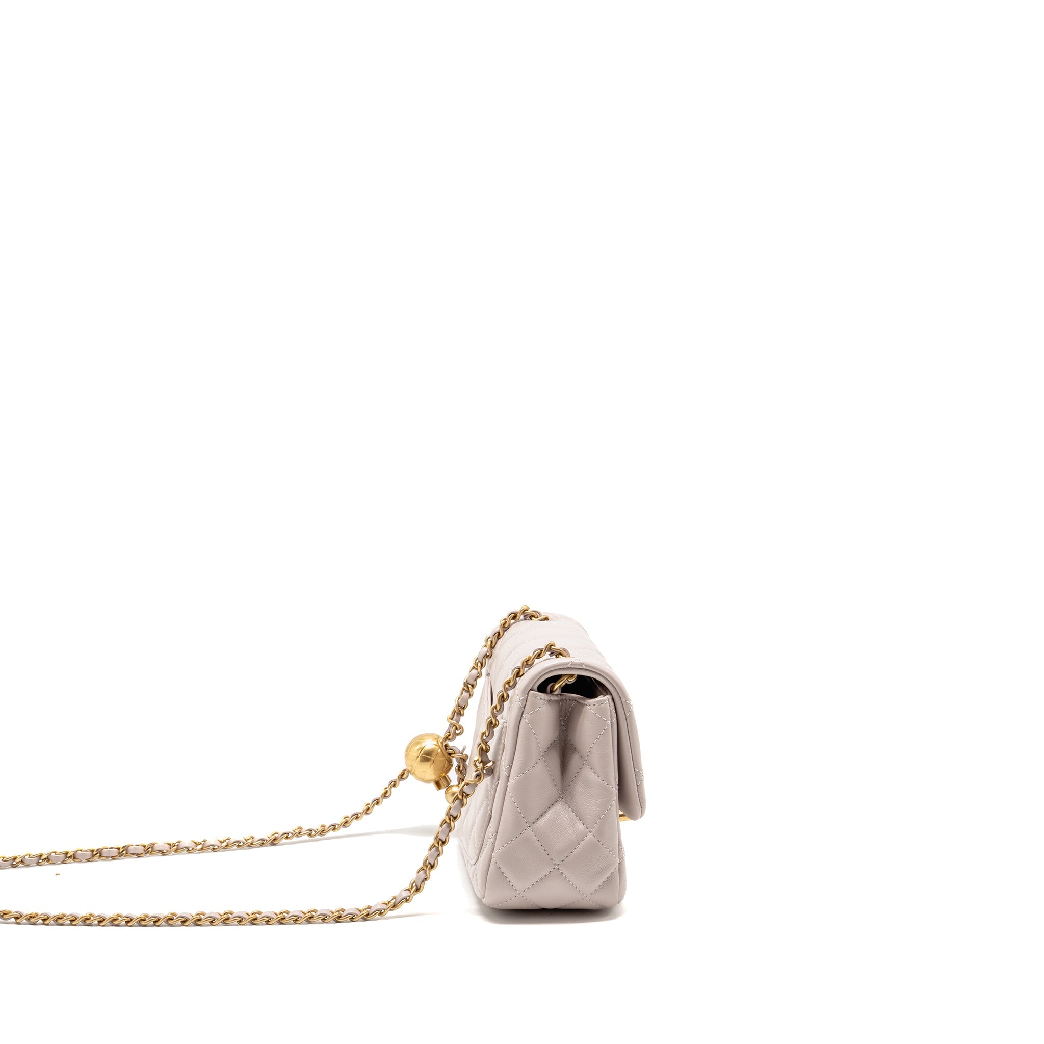 CHANEL PEARL CRUSH MINI SQUARE FLAP BAG LAMBSKIN LIGHT PURPLE GHW (MICROCHIP)