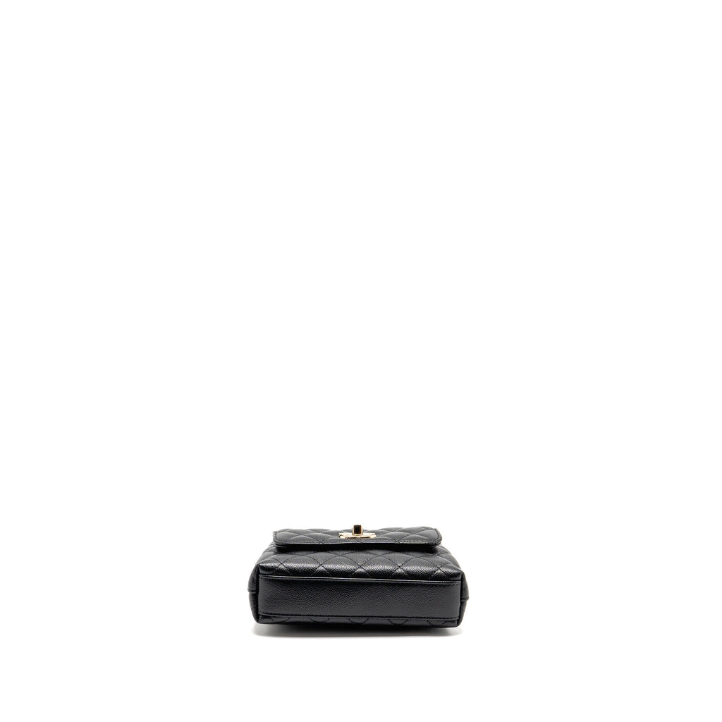 CHANEL COCO HANDLE MINI CLUTCH WITH CHAIN CAVIAR BLACK LGHW (MICROCHIP)