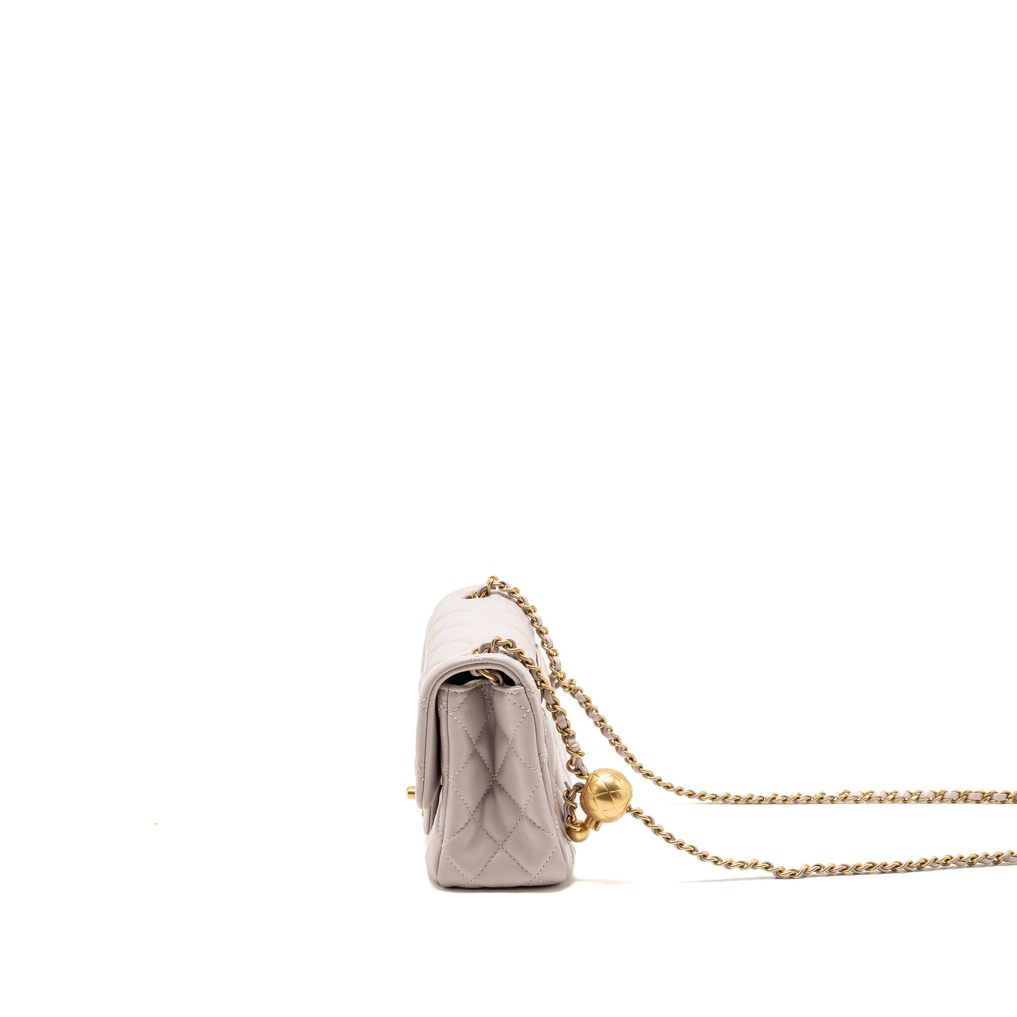 CHANEL PEARL CRUSH MINI SQUARE FLAP BAG LAMBSKIN LIGHT PURPLE GHW (MICROCHIP)