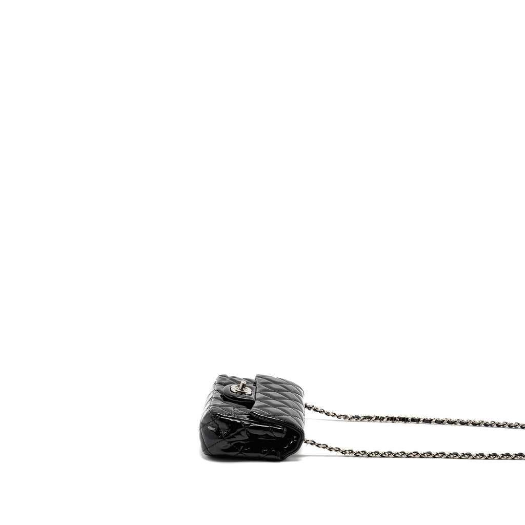 CHANEL CC MINI FLAP BAG PATENT BLACK SHW