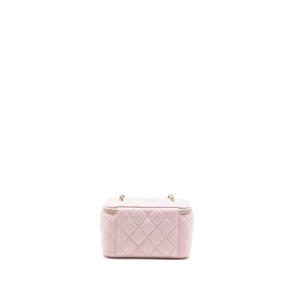 CHANEL 22P LONG VANITY CASE WITH LOGO CHAIN LIGHT PINK CAVIAR LGHW
