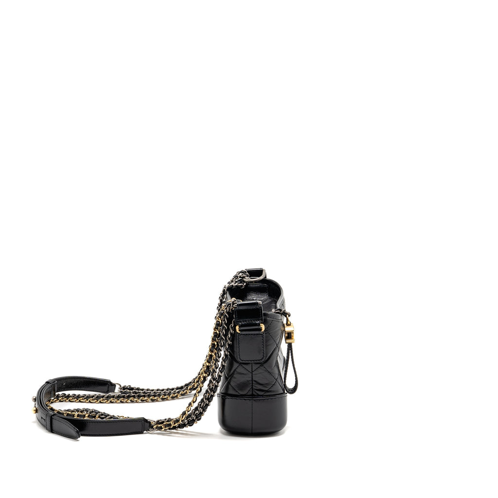 CHANEL SMALL GABRIELLE HOBO BAG AGED CALFSKIN BLACK MULTICOLOUR HARDWARE