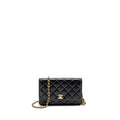 CHANEL PEARL CRUSH WALLET ON CHAIN LAMBSKIN BLACK GHW (MICROCHIP)