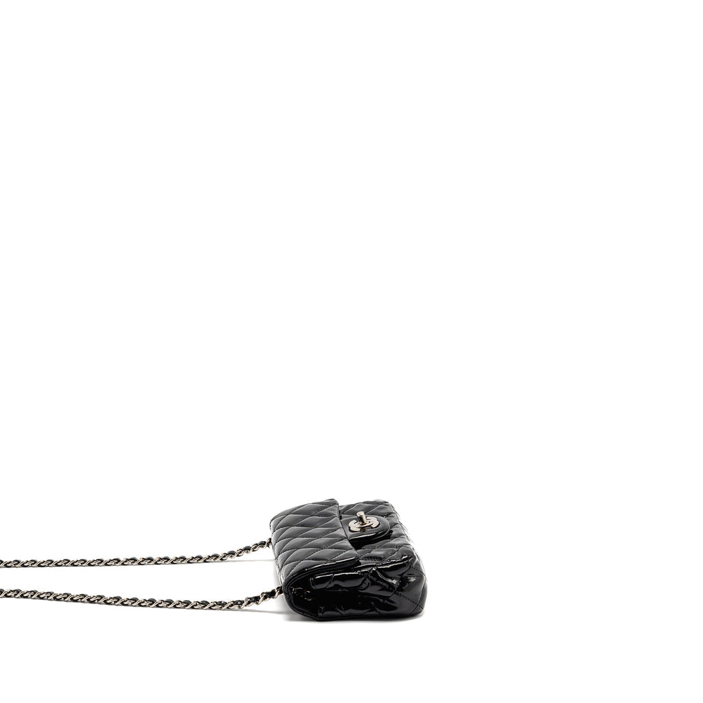 CHANEL CC MINI FLAP BAG PATENT BLACK SHW