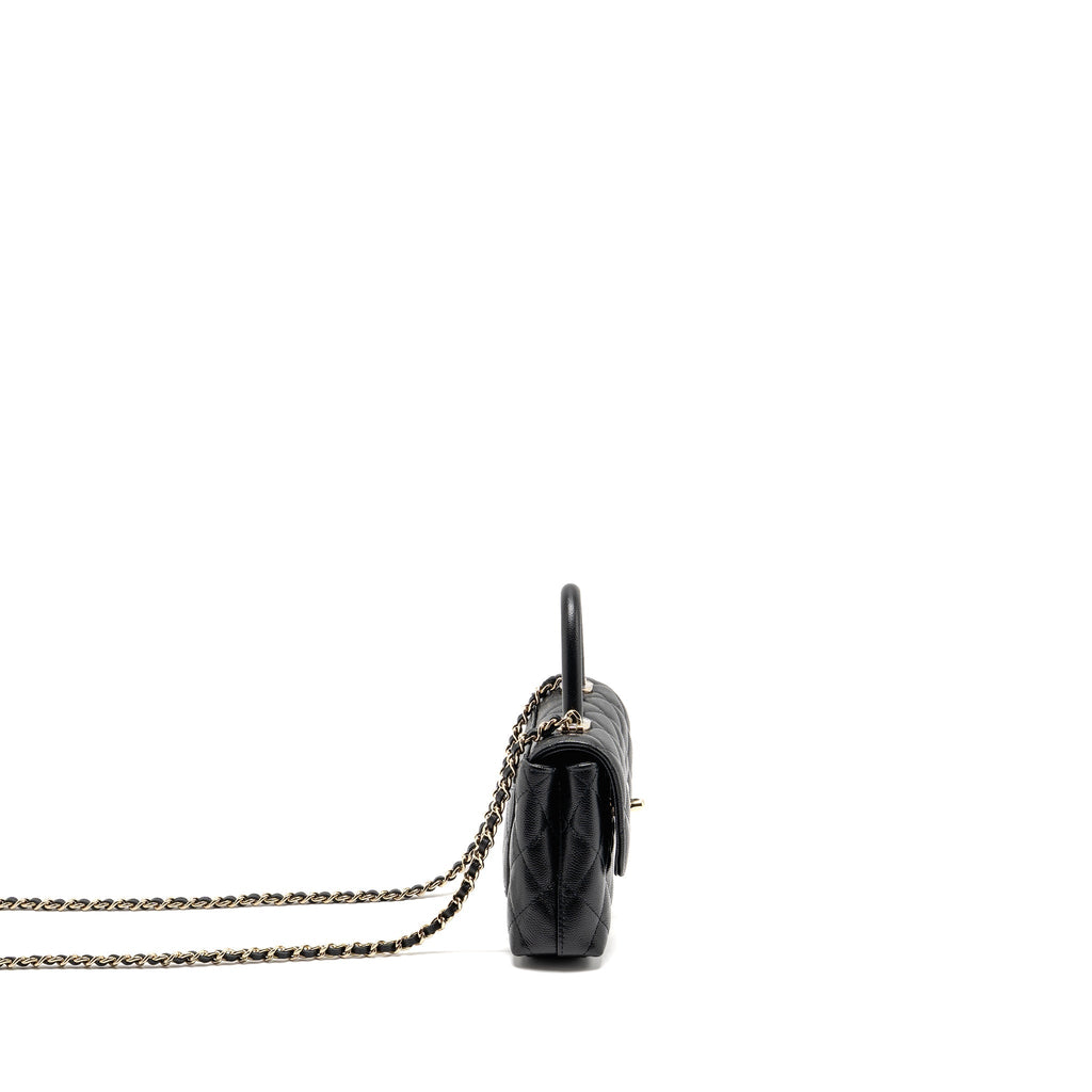 CHANEL COCO HANDLE MINI CLUTCH WITH CHAIN CAVIAR BLACK LGHW (MICROCHIP)