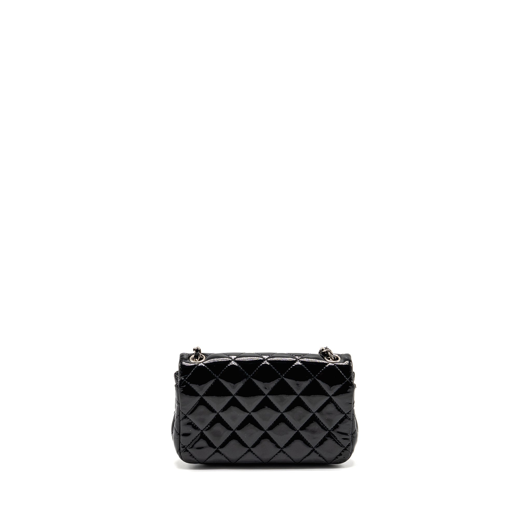 CHANEL CC MINI FLAP BAG PATENT BLACK SHW