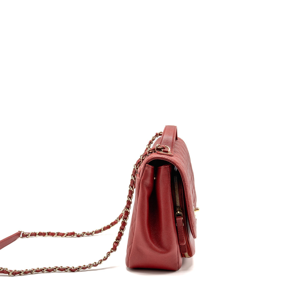 CHANEL LARGE BUSINESS AFFINITY CAVIAR RED LGHW