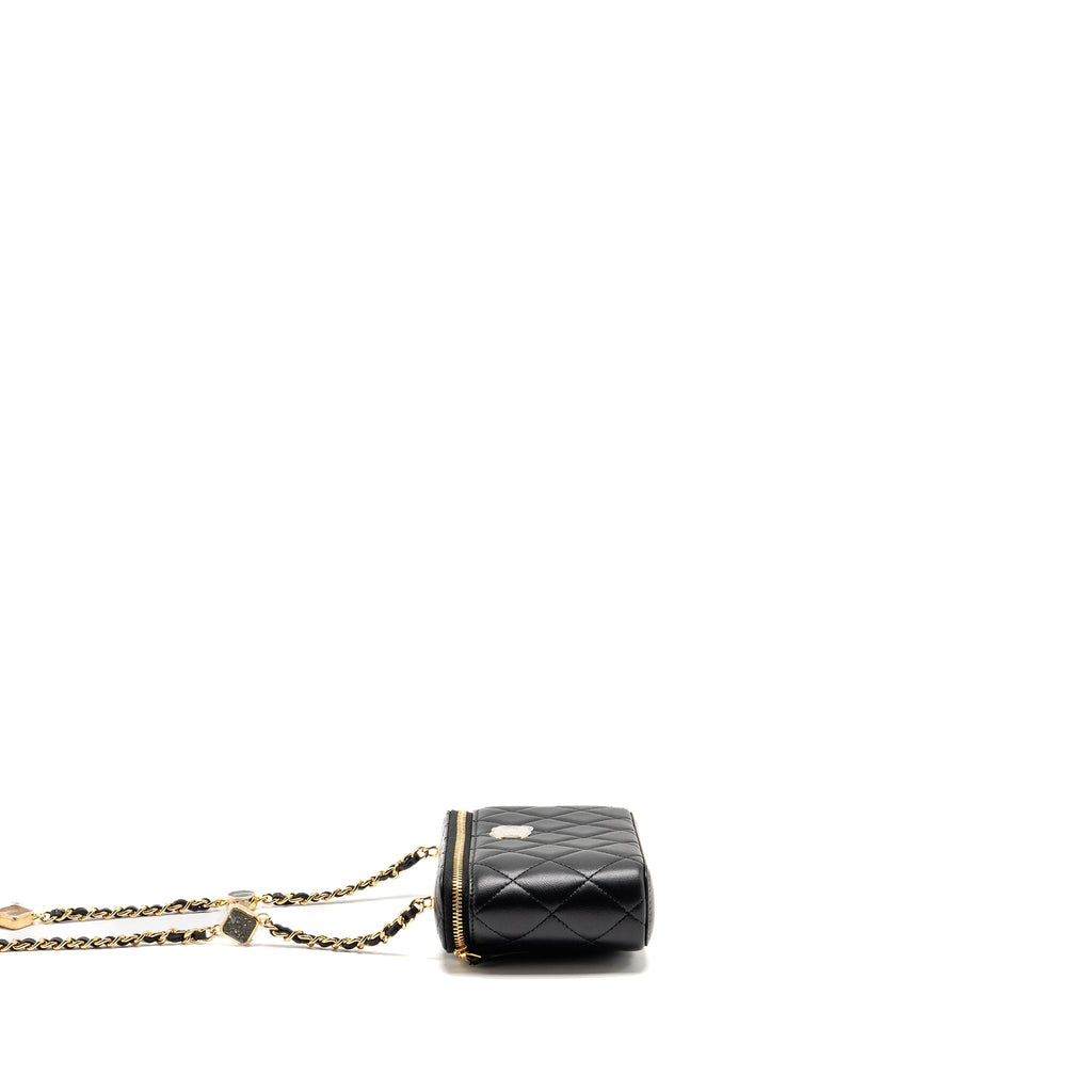 CHANEL SMALL VANITY CLUTCH WITH DETAIL CHAIN CAVIAR BLACK GHW (MICROCHIP)
